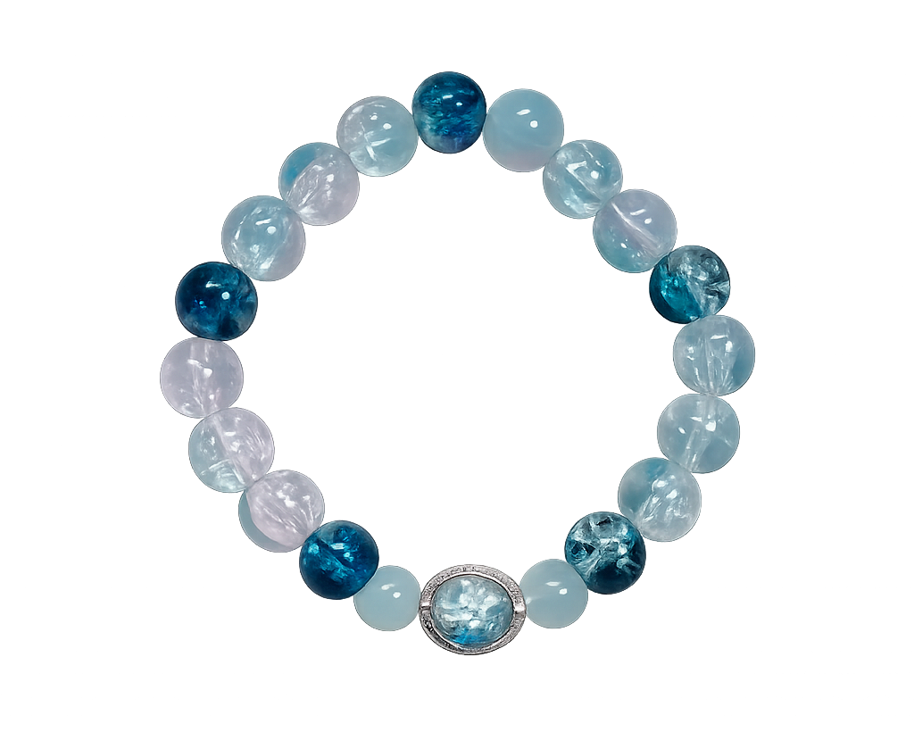 Frosted Lagoon Bracelet | Blue Crystal Beaded Stretch Bracelet | Fairycore Ocean Inspired Jewelry