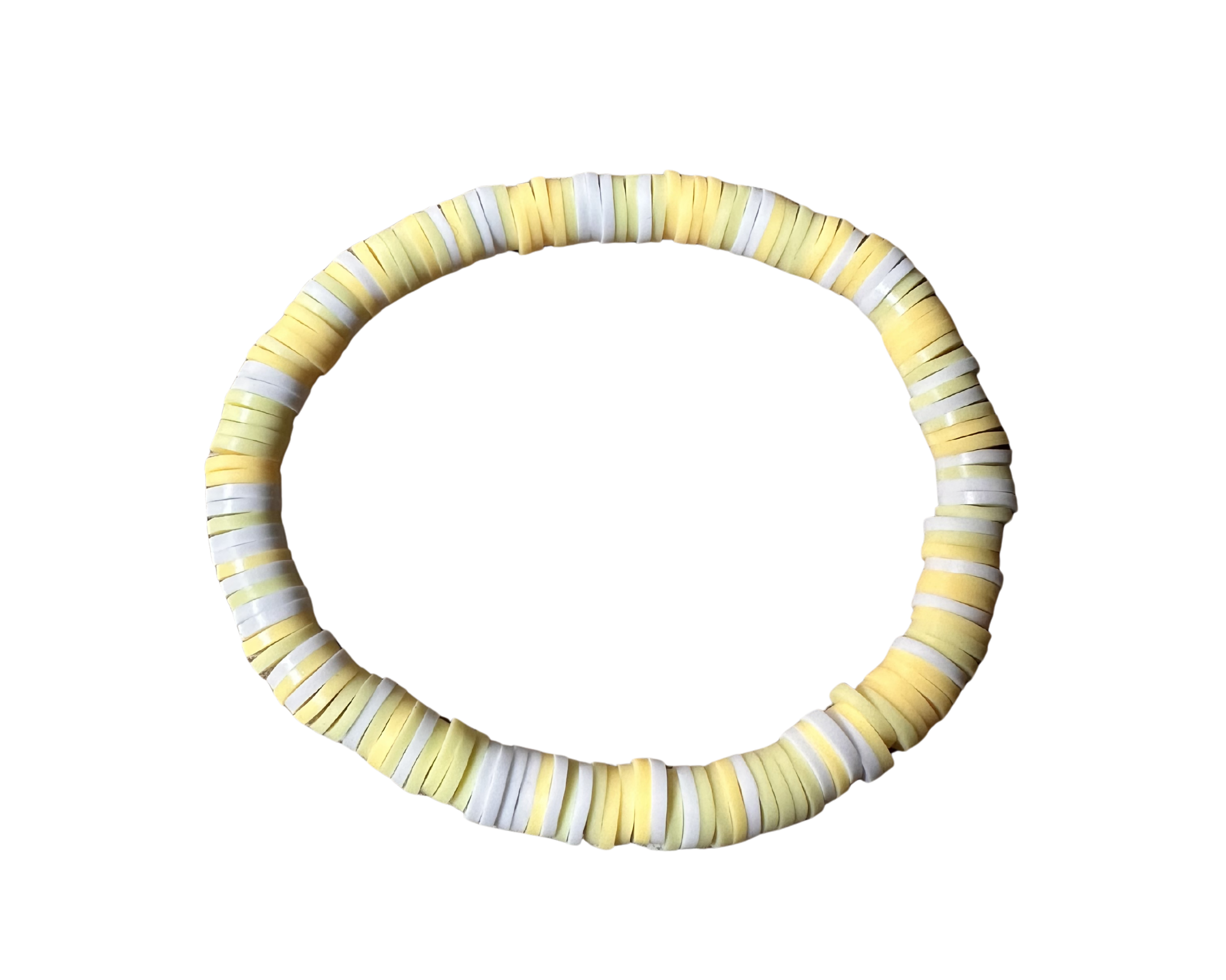 Citrus Cream Beaded Bracelet – Handmade Yellow and White Heishi Jewelry for Fresh Summer and Spring Style