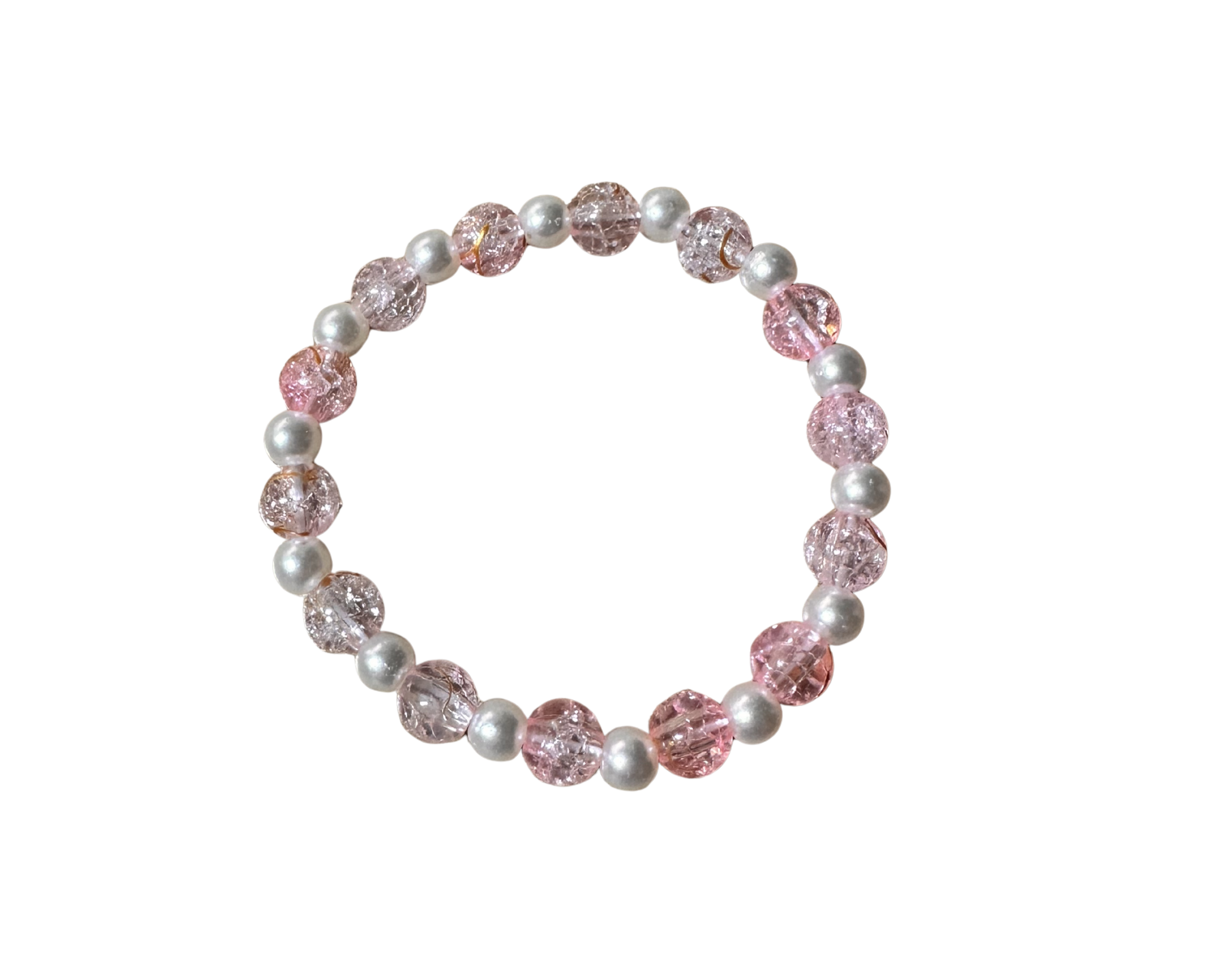 Bubblegum Pearl Beaded Bracelet – Handmade Pink and White Jewelry for Everyday Wear