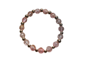 Pink Crackle Quartz Bracelet - Rose Gold Beaded Stretch Bracelet with Crystal Glass Beads
