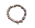 Natural Stone Beaded Bracelet - Pink Purple White Marble Stretch Bracelet with Gold Accents