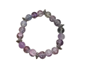 Purple Crystal Beaded Bracelet - Crackle Quartz Amethyst Stretch Bracelet with Gunmetal Accents